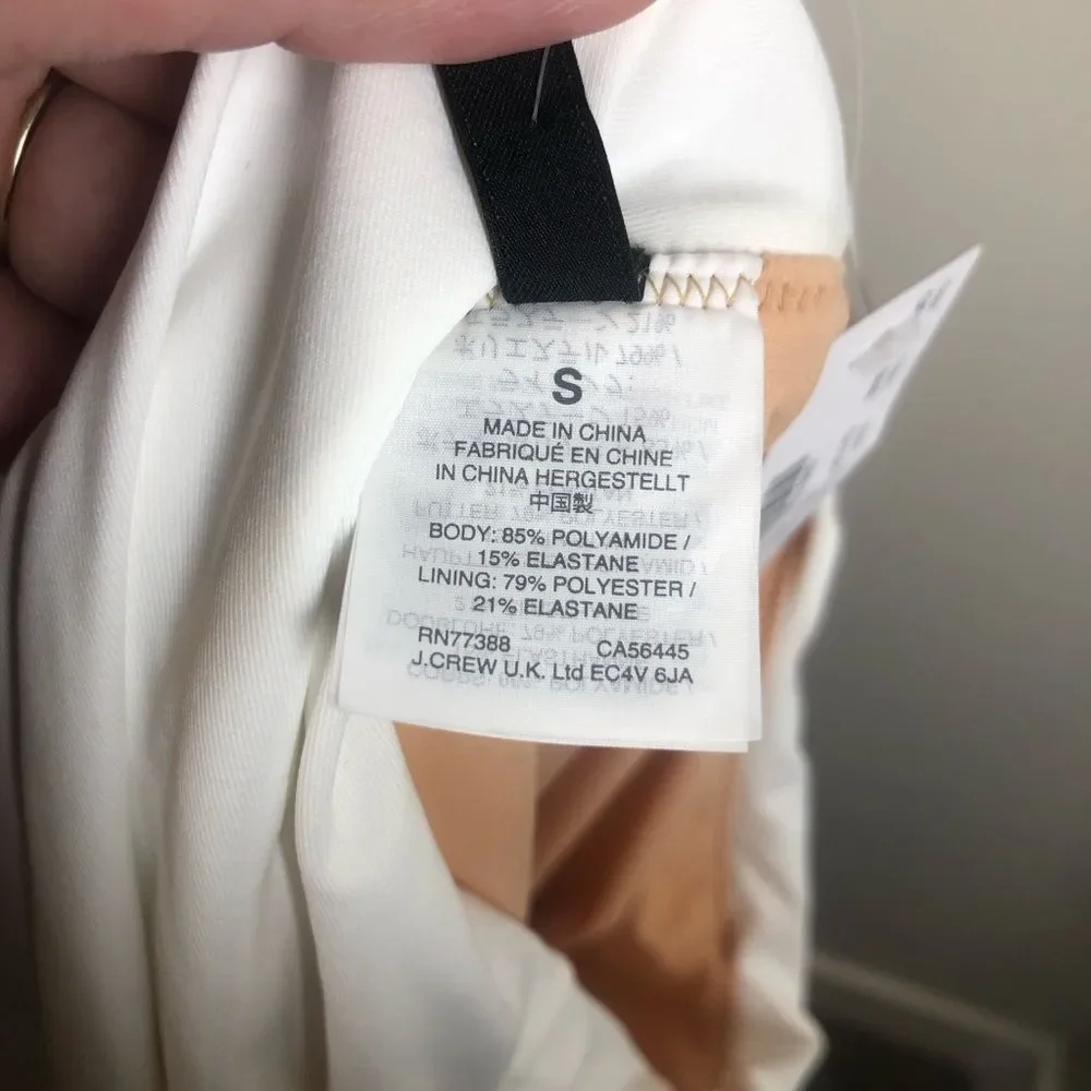 J. Crew White Ruffle Underwire Top 32D High Waist Ruched Bikini Bottom Small NWT